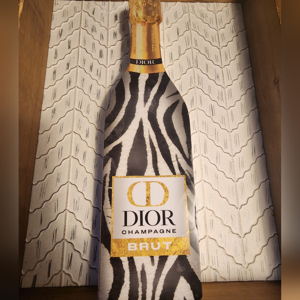 NWT Dior Champagne Bottle with Zebra Design Wood Decor